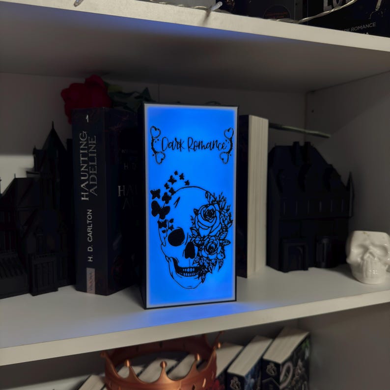 Upplyst mörk romantik bokkrok mörk romantik merchandise bokstöd dödskalle rosor fjärilar 3D-tryck boklig merchandise bild 8