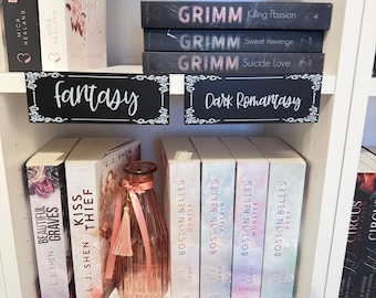 Book shelf sign personalizable for each book shelf Genre sign Dark Romance Bookish custom text sign individual IKEA Billy book shelf