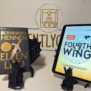 Fourth Wing - Iron Flame - Onyx Storm inspired dragon book, tablet stand | Fantasy decoration | 3D printed bookend Kindle, tablet, books