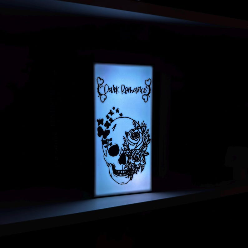 Upplyst mörk romantik bokkrok mörk romantik merchandise bokstöd dödskalle rosor fjärilar 3D-tryck boklig merchandise bild 4