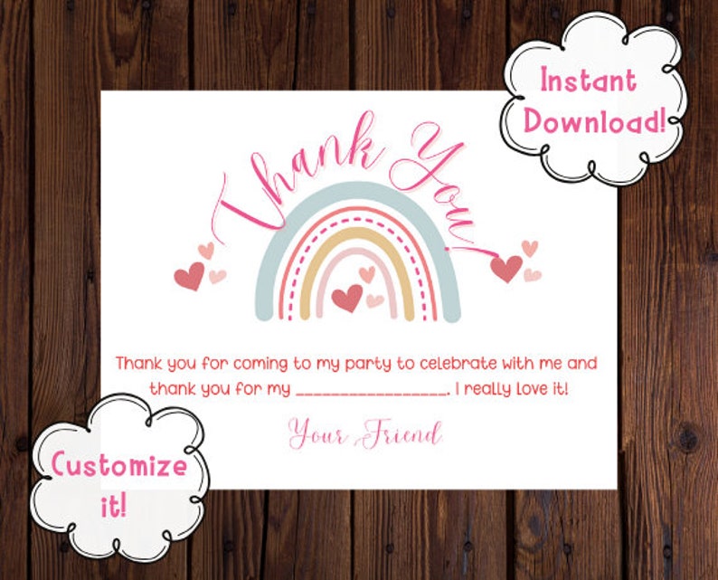 Printable Birthday Party Thank You Note Bundle for Girls5 - Etsy