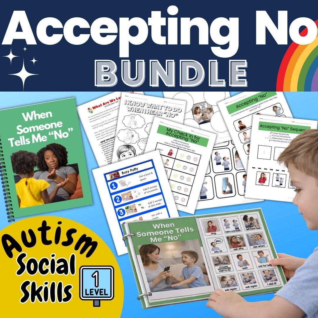 Accepting No Autism SEL Bundle Preschool Social Skills Social Story ...