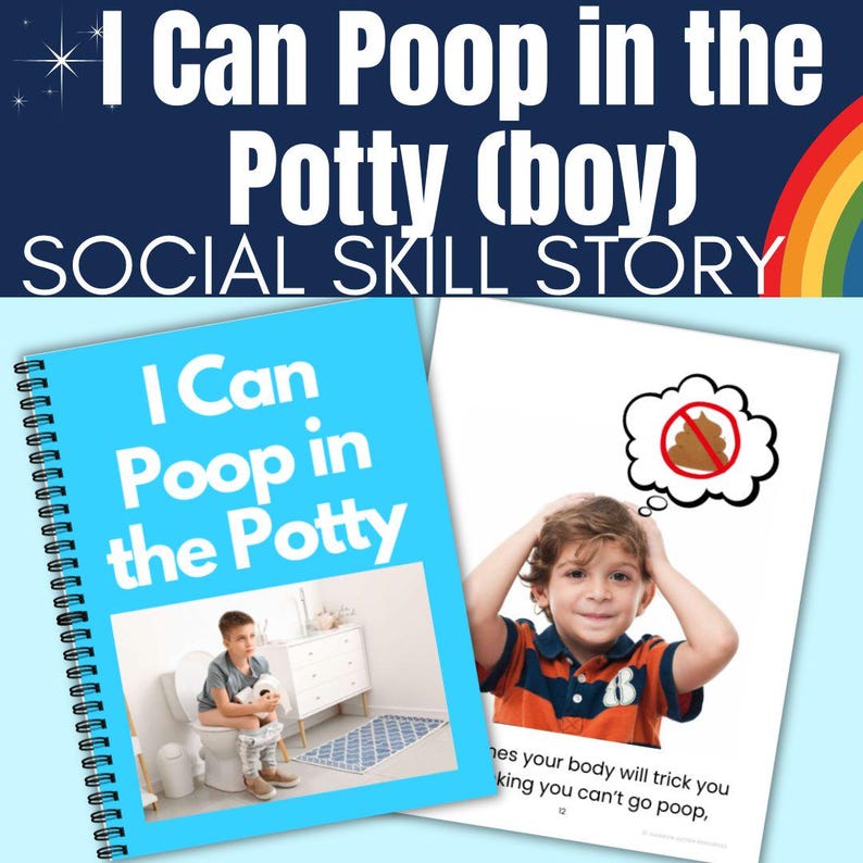 Poop in Potty Toilet Training Social Story (boys) Autism Potty Training ...