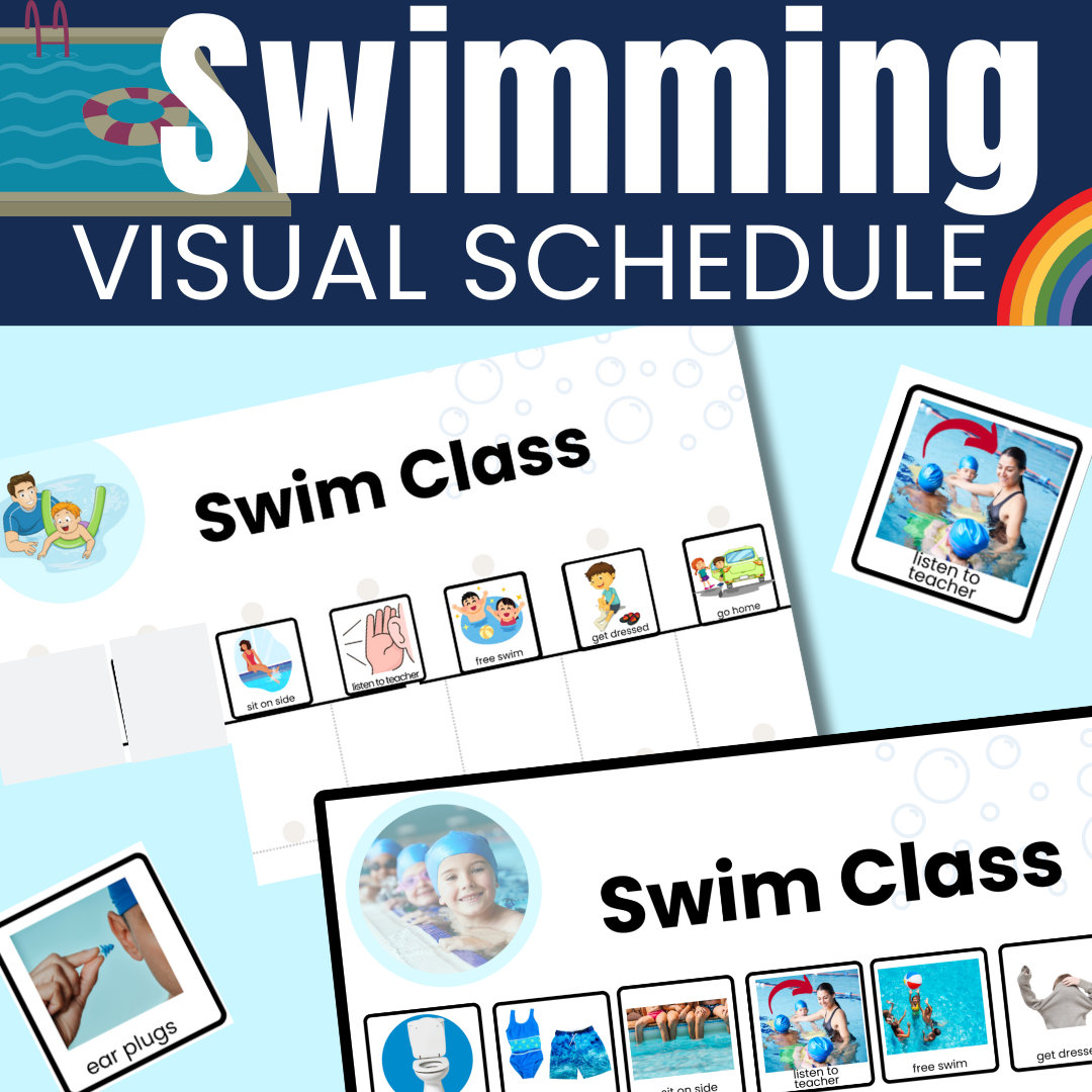 Swim Class Visual Schedule: Autism ABA Visual Supports (Digital Download)