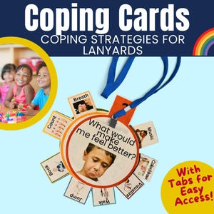Coping Skills Cards for Lanyard Autism Visuals for Anxiety and Emotional Regulation