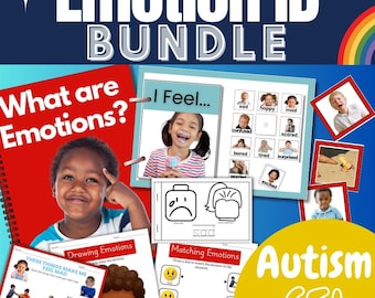 Emotions Feelings SEL Bundle for PreK–1st Worksheets Flashcards Social Story Adapted Book & Game