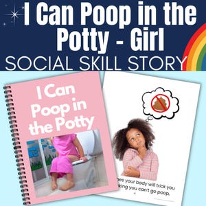 Poop in Potty Toilet Training Social Story (Girl) Autism Potty Training Editable Digital Download