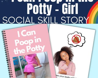 Poop in Potty WC Training Social Story (Mädchen) Autismus Töpfchen Training bearbeitbar Digitaler Download