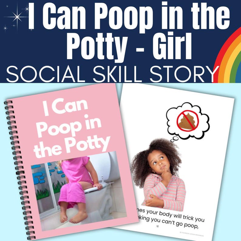 Poop in Potty Toilet Training Social Story (girl) Autism Potty Training ...