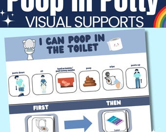 Poop in Potty Autism Visual Supports First Then & Pooping in Toilet Visuals Ideal for Autism Potty Training