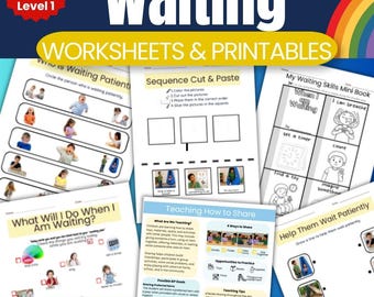Waiting Worksheets Autism Social Skills SEL Printables Preschool Kindergarten Digital Download