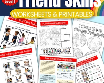 Autismus Freundschaft Fähigkeiten Arbeitsblätter Printables Pre K-3rd Soziale Fähigkeiten & SEL Digitaler Download