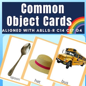 Carte illustrate con oggetti comuni per logopedia ABA Autismo ABLLS-R C14 C17 e G4