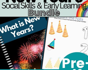 New Year's Social Story & Early Learning Bundle: Autism Coping Skills