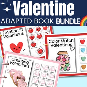 Valentine Adapted Books Bundle Colors Counting Emotion ID Align w ABLLS-r