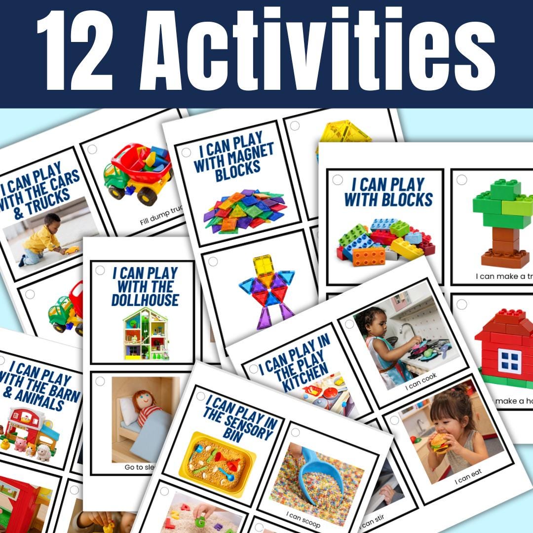 Center Play Visual Supports Card Set Autism Social Skills Preschool ...