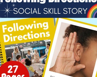 Puedo seguir instrucciones Historia social Autismo SEL Seguir instrucciones