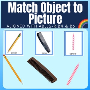 Combineer object met plaatjeskaarten voor ABA Autisme ABLLS-R B4 en B6 met foto&#39;s