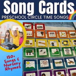 Carte per la scelta della canzone del circolo temporale della logopedia prescolare e tabellone per la scelta della canzone