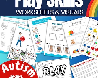Play Skills Worksheets & Visuals Printables to Teach Playing Preschool Autism Social Skills
