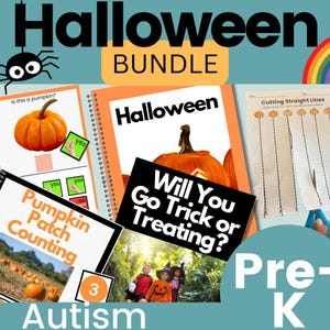 Preschool Autism Halloween Early Learner Bundle Halloween Social Story Adapted Books Worksheets
