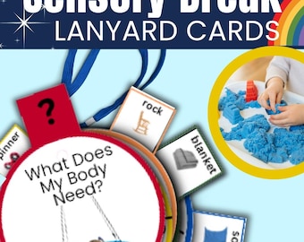 Editable Sensory Break Lanyard Cards Autism Visual Supports OT Self Regulation