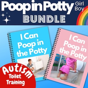 Poop in Potty Social Story Bundle Boy and Girl Version Poop Withholding Stories Editable Digital Download