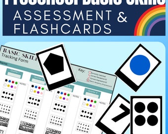 Editable Basic Skills Assessment and Flashcards Autism Pre-K ABLLS-R Aligned Q1 Q2 R6 R7