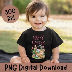 floral Easter bunny png file, Easter sublimation t-shirt design, Digital download, Easter clipart png, spring illustration graphic