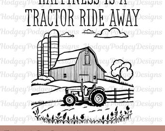 Tractor Ride PNG Sublimation Design: Farmhouse Clipart (Digital Download)