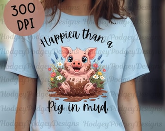 Watercolor Pig Clipart, Funny Southern Saying (PNG Digital Download)