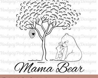 Mama Bär PNG: Mutter & Baby Clipart (digitaler Download)