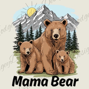 Mama Bear with Cubs PNG: Mother's Day SVG bundle(Digital Download)