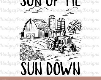 Farm Life PNG Design: Tractor, Barn, Silos (Digital Download)