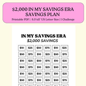 2,000 In My Savings Era / 2,000 Savings / Savings Challenge / Printable / Save 2,000 In a Year / Savings Tracker / Digital