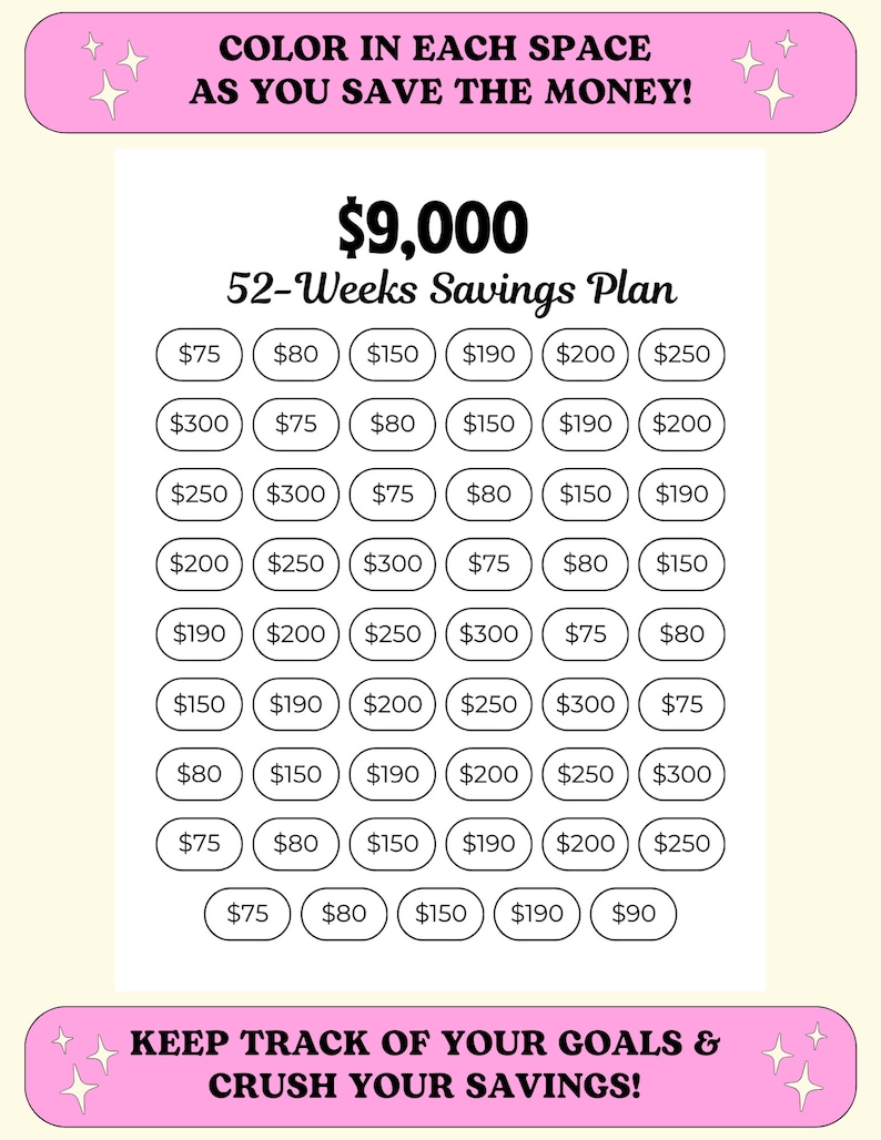 9,000 Savings in 52 Weeks / 9,000 Savings / Savings Challenge ...