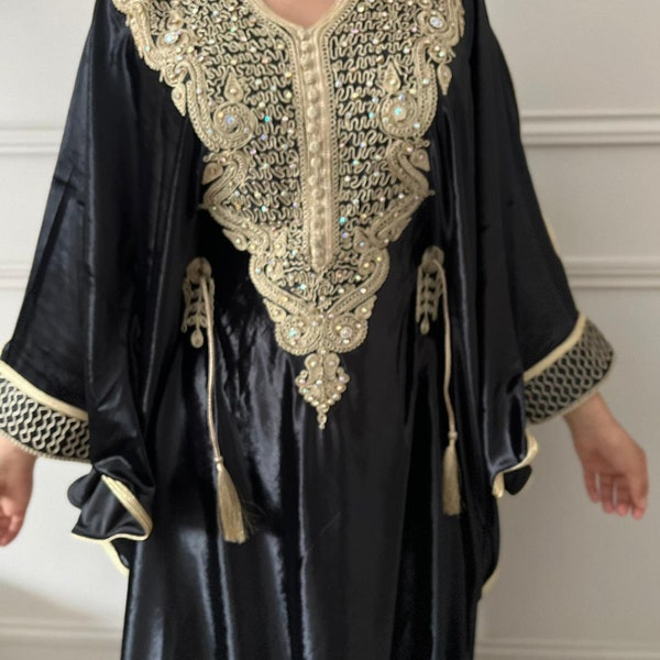 Robe caftan noir Velours