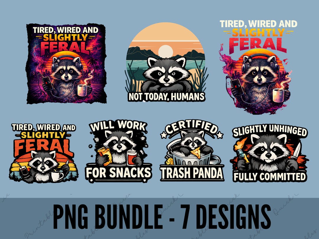 Feral Raccoon PNG Bundle • Funny Trash Panda Clipart (digital Download ...