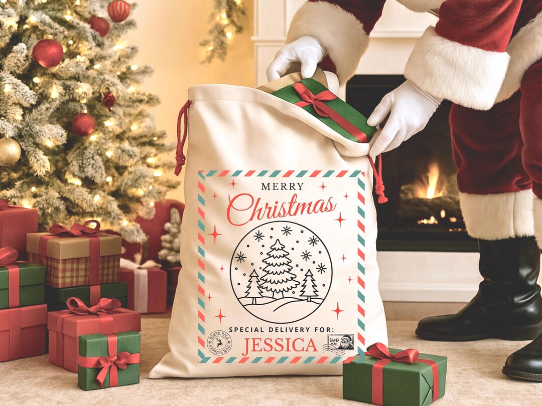 Personalized Jumbo Santa Sack: Festive Christmas Drawstring Gift Bag - Etsy
