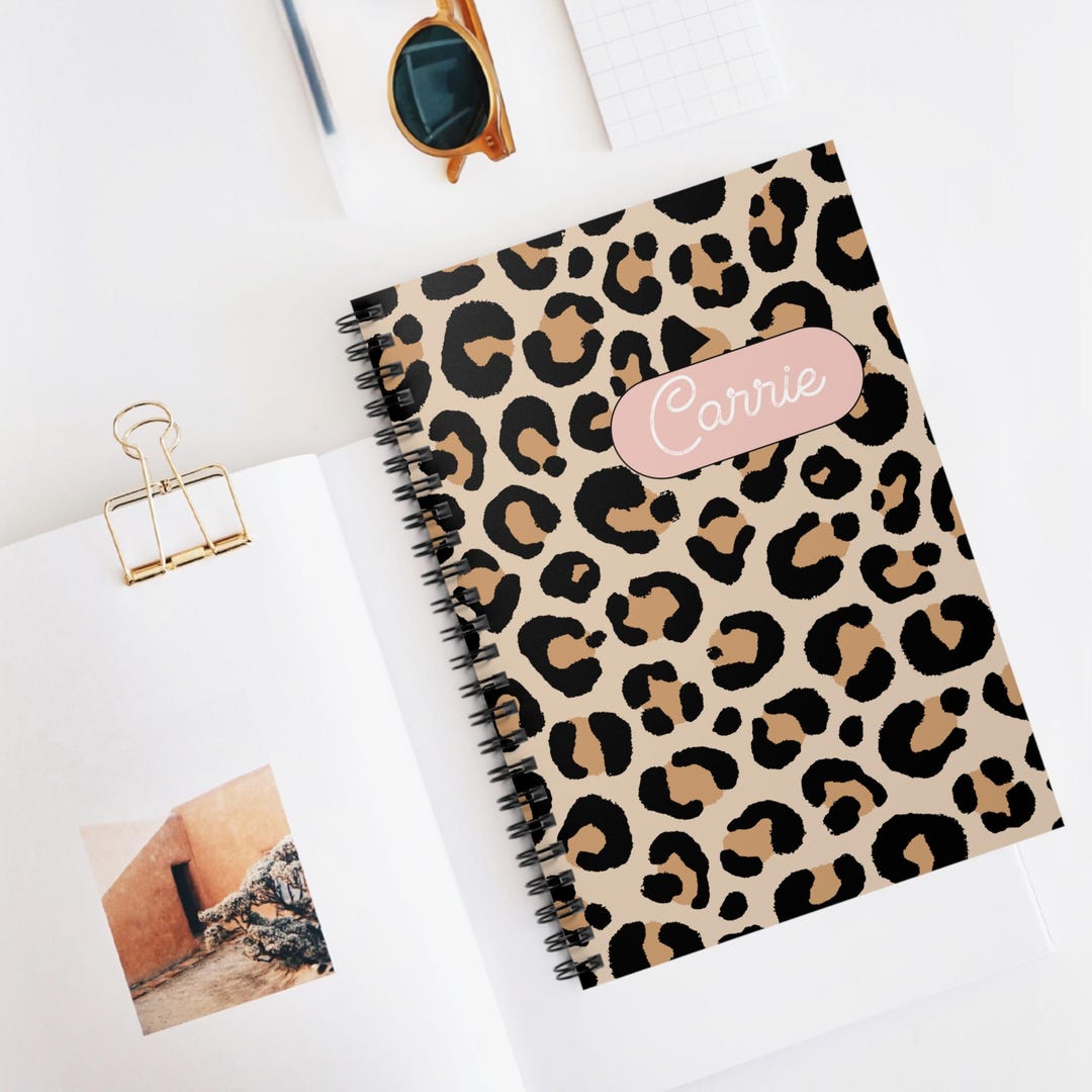 Personalized Leopard Print Spiral Notebook, Ruled Line Journal, the
