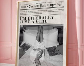 Hot Girl Print, kleine Wohnung Badezimmer Dekor, Retro Zeitung Poster, Vintage Wandkunst, Schlafzimmer Dekor, The Woman Times
