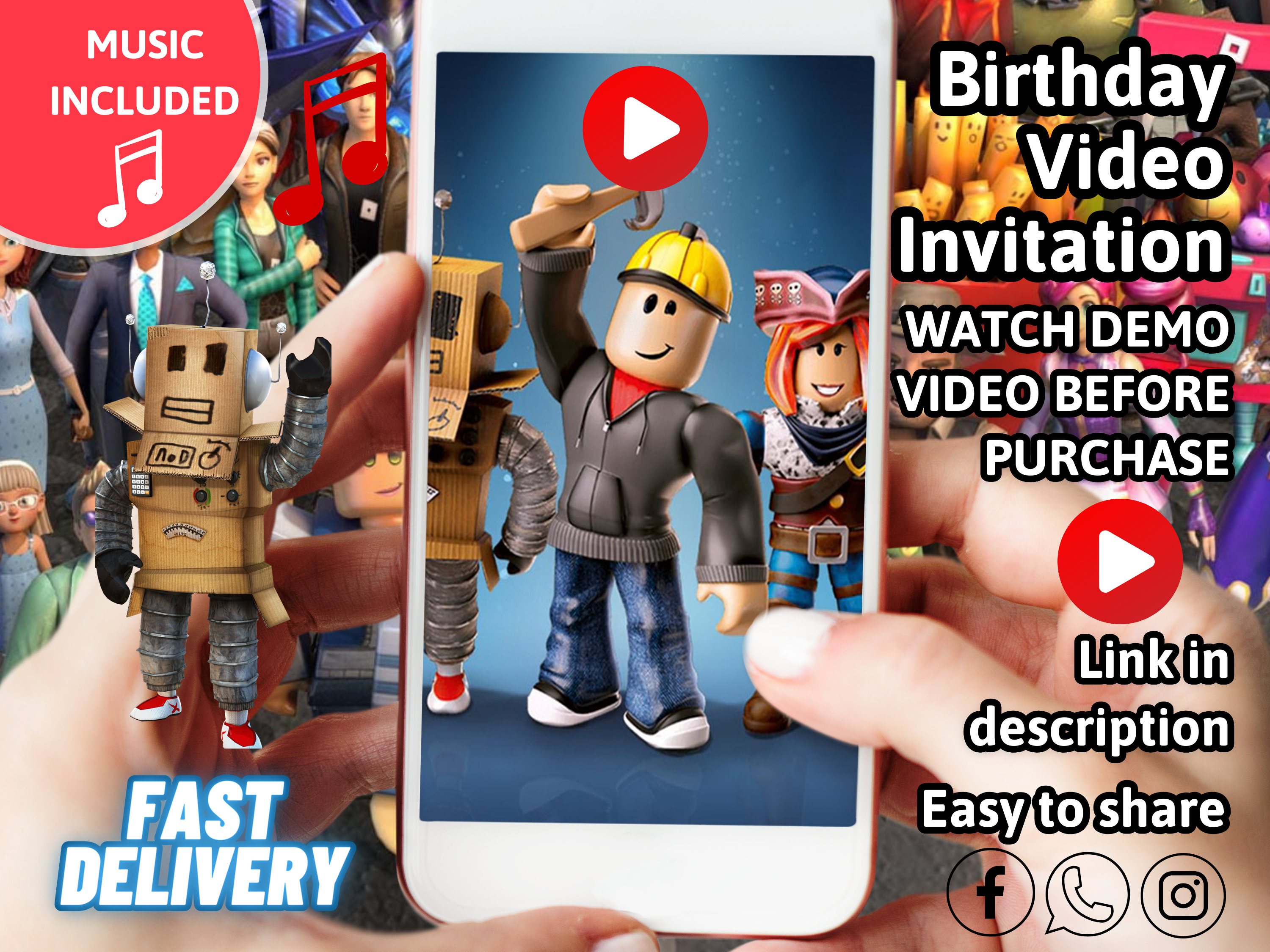 8+ Incredible Roblox Video Game Theme Birthday Invitation