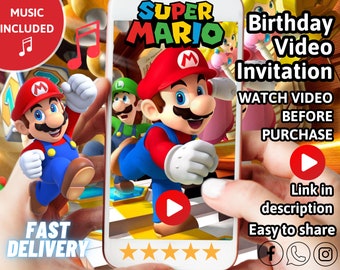 Super Mario Birthday Video Invitation, Super Mario Invitation, Super Mario Animated Invitation, Super Mario Animated Invite Video, Mario