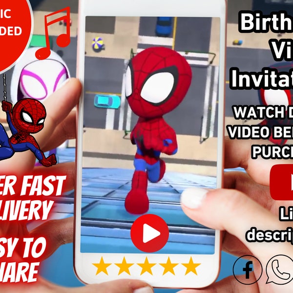 Invitation d'anniversaire Spidey, invitation Amazing Friends, invitation animée Spidey, vidéo d'invitation animée Spidey, invitation numérique Spidey, SPD