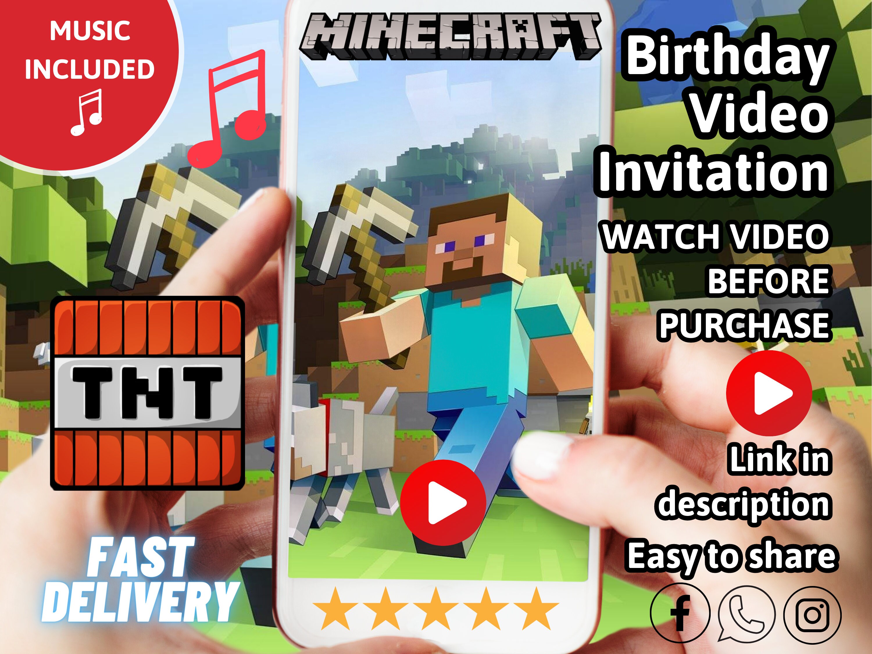 Minecraft Birthday Video Invitation Minecraft Invitation Minecraft Animated Invitation Minecraft Animated Invite Video