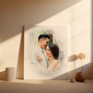 Custom Painting from your Photo, Personalized Engagement Painting Canvas, Custom Couple Portrait, Digital Print on Canvas Ready to Hang