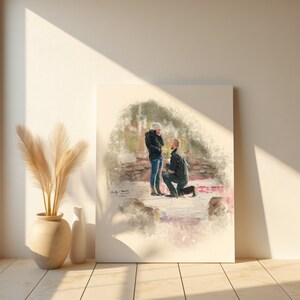 Custom Painting from your Photo, Personalized Engagement Painting Canvas, Custom Couple Portrait, Digital Print on Canvas Ready to Hang