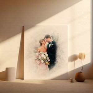 Custom Painting from your Photo, Personalized Wedding Painting Canvas, Custom Marriage Portrait, Digital Print on Canvas Ready to Hang