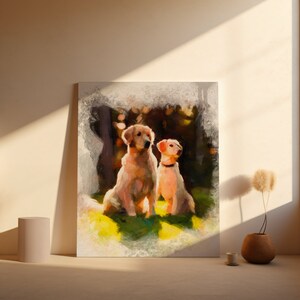 Custom Painting from your Photo, Personalized Pet Painting Canvas, Custom dog Portrait, Digital Print on Canvas Ready to Hang