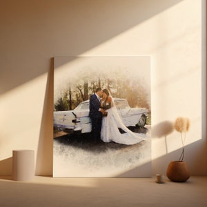 Custom Painting from your Photo, Personalized Wedding Painting Canvas, Custom Marriage Portrait, Digital Print on Canvas Ready to Hang